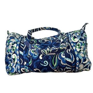 Vera Bradley Mediterranean Blue & Green Pattern Cotton Weekender Duffle Bag.